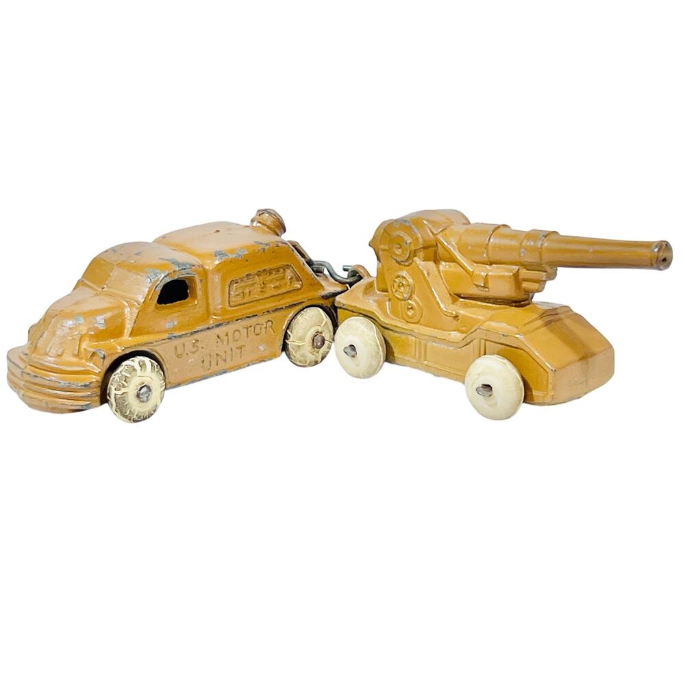 Vintage Barclay US Army Motor Unit BV78 with Howitzer Cannon Cast Iron Toy 1930s